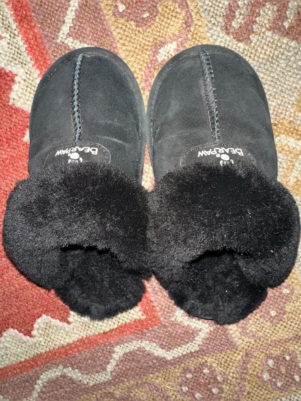 BearPaw ladies/girls black suede slippers size 5